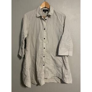 Jason Tunic Womens XS Gray 3/4 Sleeve Button Front Asymmetric Hem Lagenlook